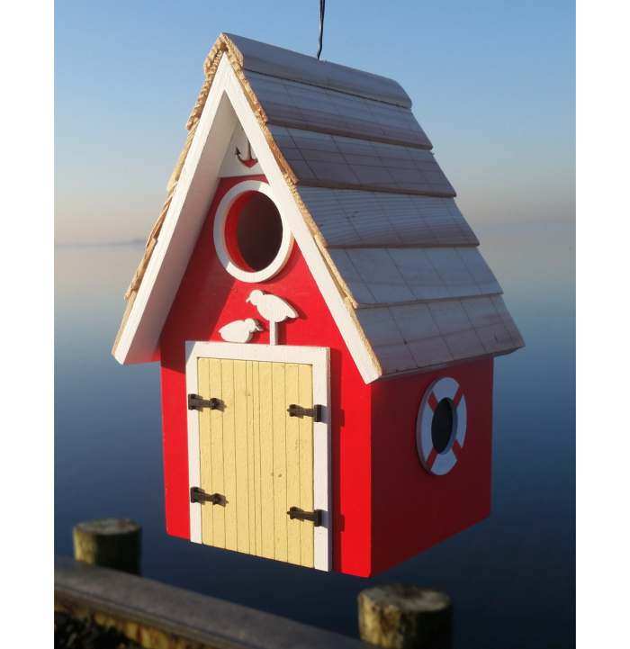 Dockside Cabin Birdhouse Red